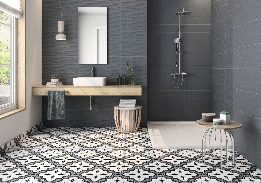 Bathroom through hydraulic floors