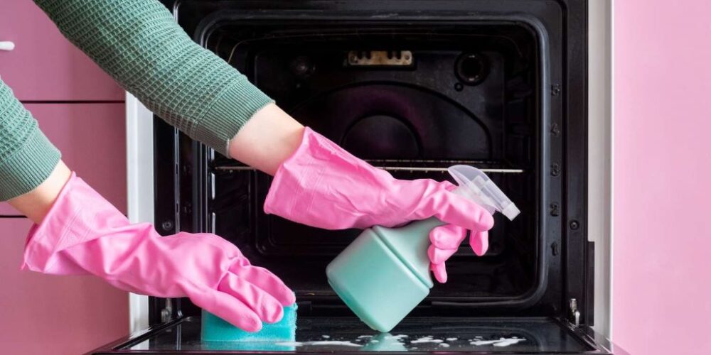 What is the fastest way to clean the inside of an oven?