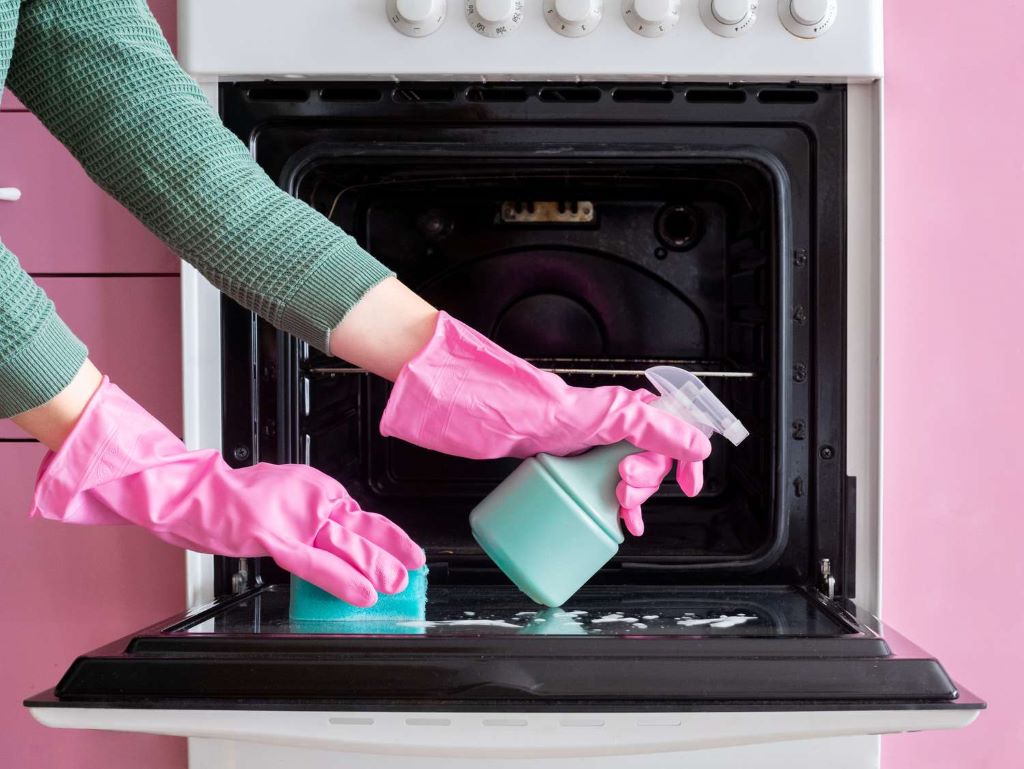 What is the fastest way to clean the inside of an oven?