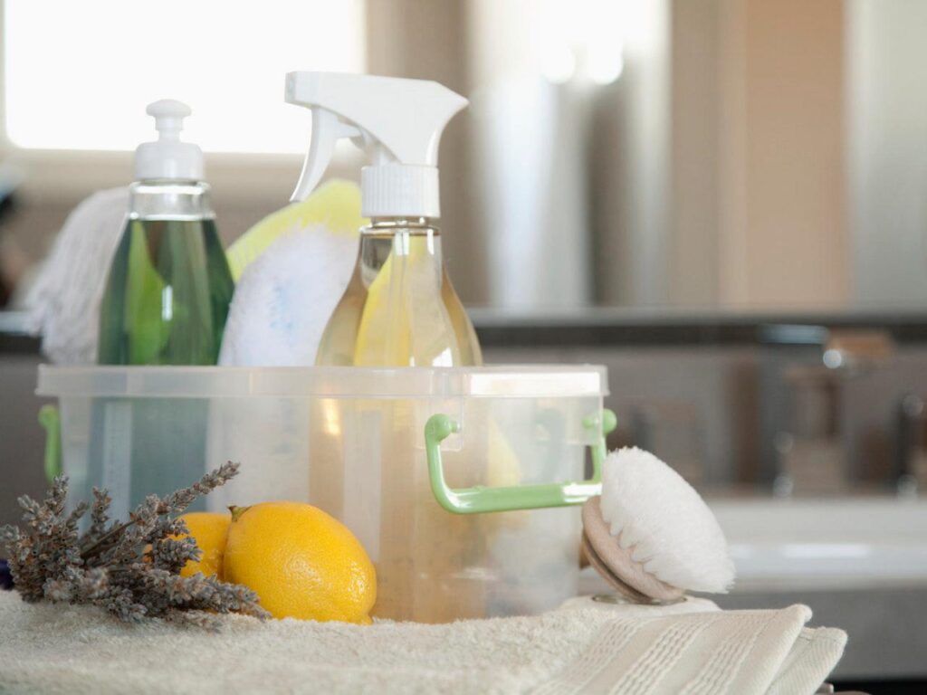 What container is used for storing cleaning supplies?
