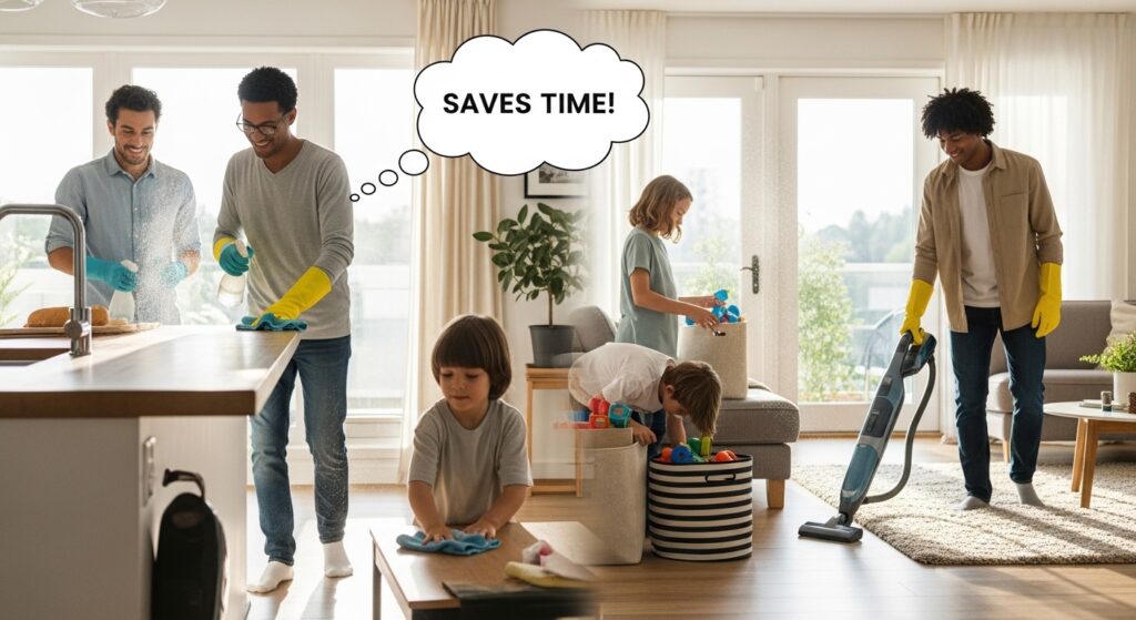 20-minute cleaning schedule for kitchen and living room