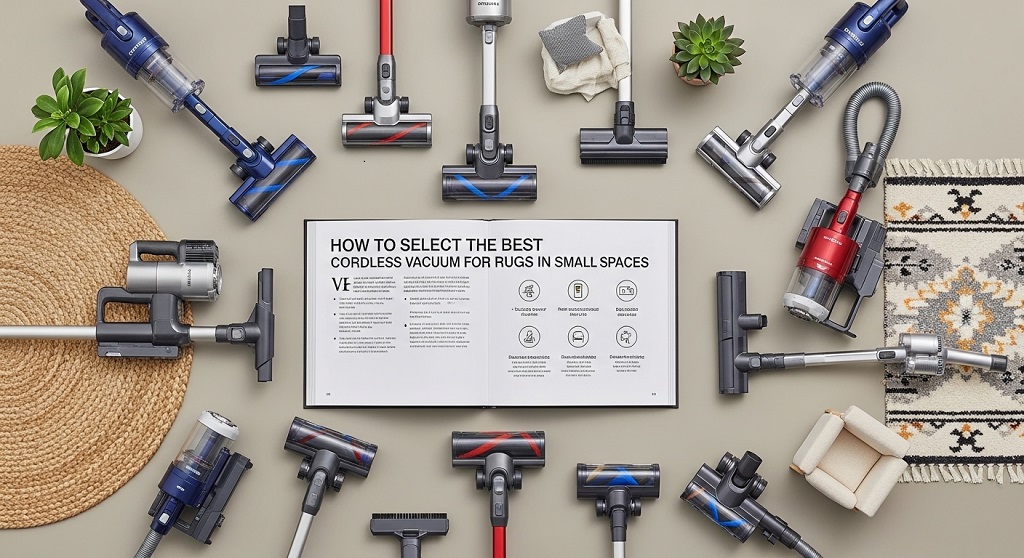 lightweight cordless vacuum cleaning rug in small apartment